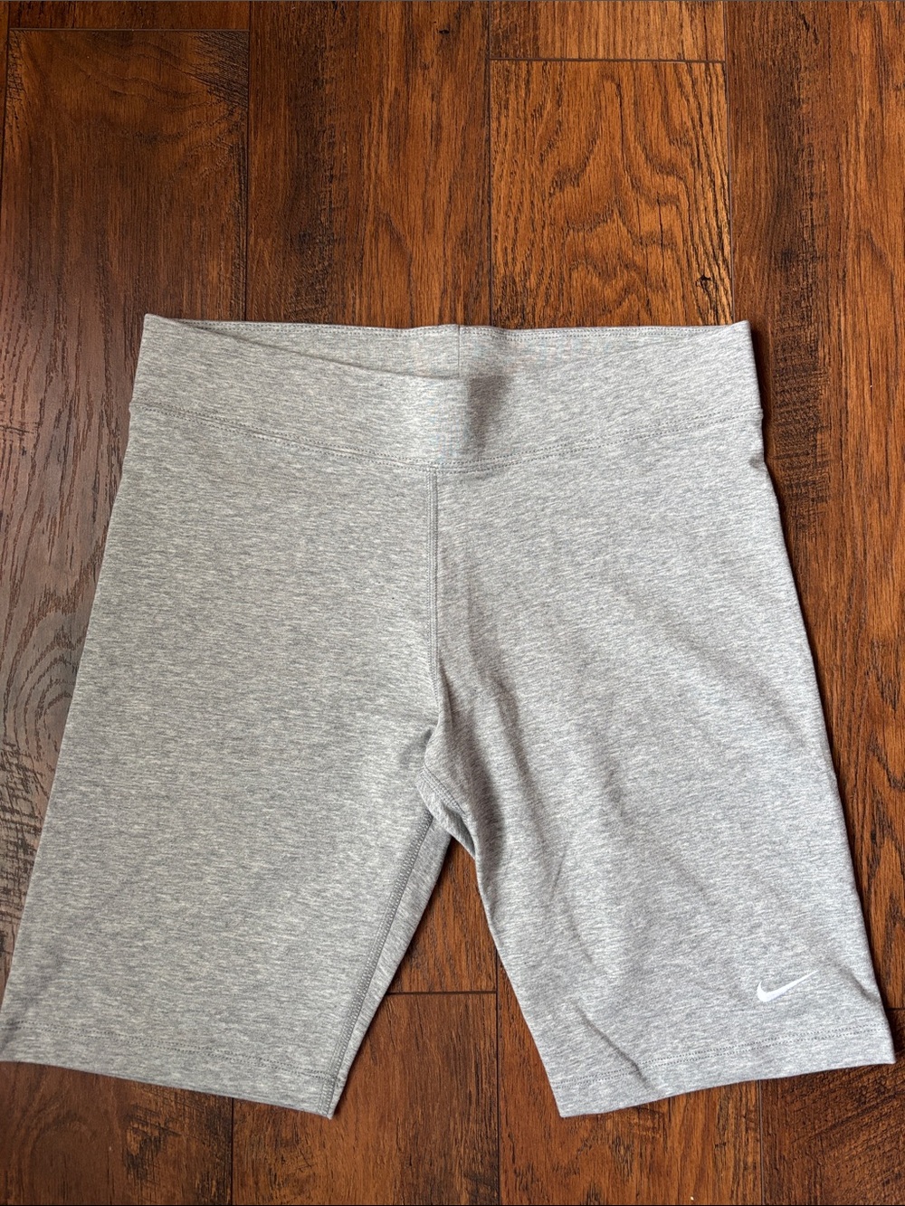 Nike Heather Gray Athletic Bike Shorts with Subtle Swoosh